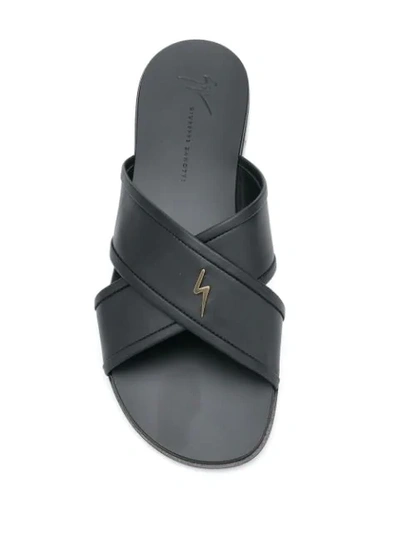 Shop Giuseppe Zanotti Logo Cross Strap Sandals In Black