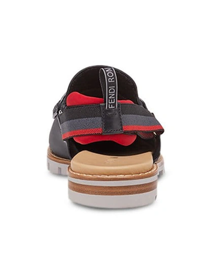 Shop Fendi Slingback Hybrid Loafers In Black ,red
