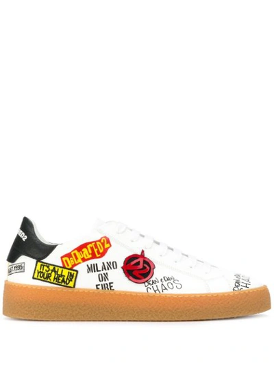 Shop Dsquared2 Printed Logo Sneakers - White