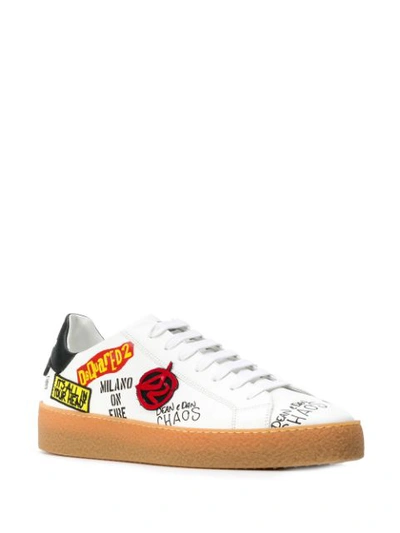 Shop Dsquared2 Printed Logo Sneakers - White