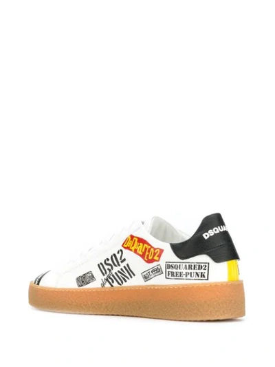 Shop Dsquared2 Printed Logo Sneakers - White