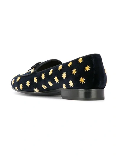 Shop Dolce & Gabbana Embroidered Loafers In Blue