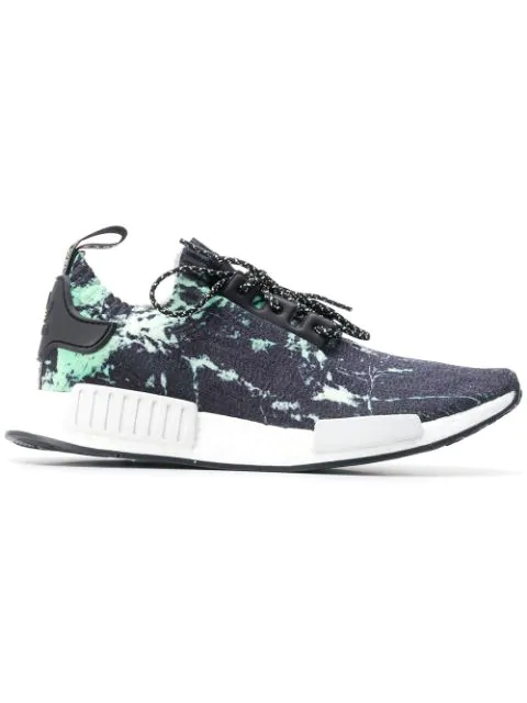 Adidas Originals Adidas Black Green And White Nmd R1 Marble Primeknit Sneakers Modesens