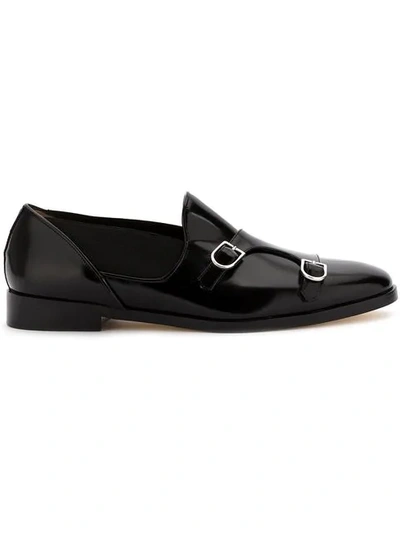 Shop Edhen Milano Monk Loafers In Black