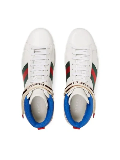 Shop Gucci Stripe Ace High-top Sneakers In White ,multicolour