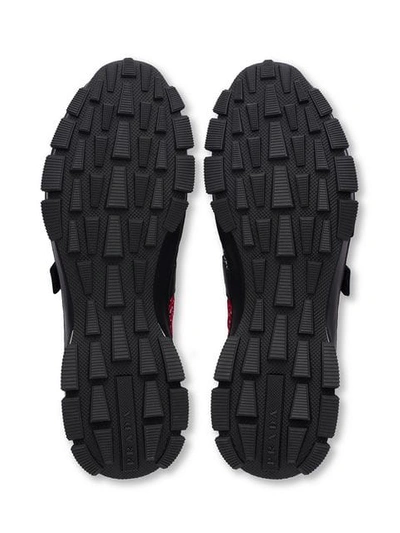 Prada Crossection Knit Black And Red Sneakers In F022c Black/scarlet Red