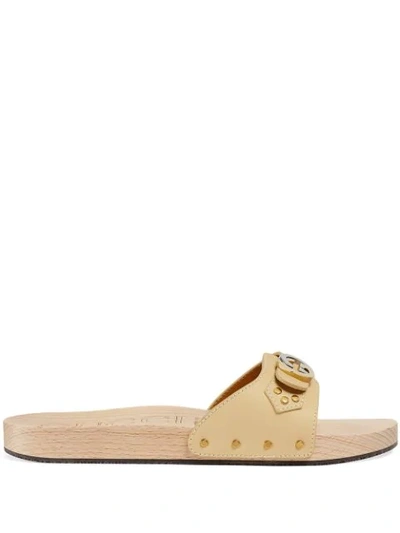 Shop Gucci Leather Slide Sandal In 9327 Ivory