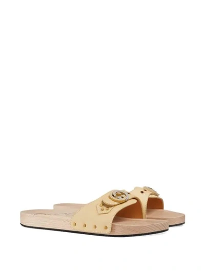 Shop Gucci Leather Slide Sandal In 9327 Ivory