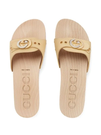 Shop Gucci Leather Slide Sandal In 9327 Ivory