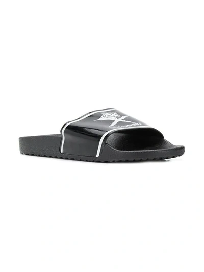 Shop Plein Sport Branded Slippers In Black