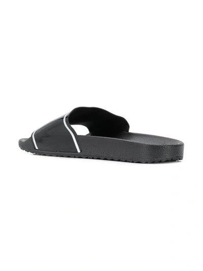 Shop Plein Sport Branded Slippers In Black