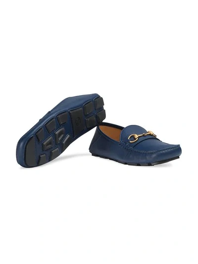 Shop Gucci Horsebit Detailed Drivers In Blue