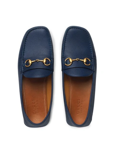 Shop Gucci Horsebit Detailed Drivers In Blue