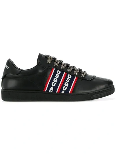 Shop Dsquared2 Barney Logo Stripe Sneakers In Black