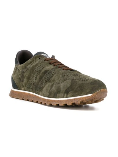 Shop Alberto Fasciani Camouflage Panelled Sneakers In Green