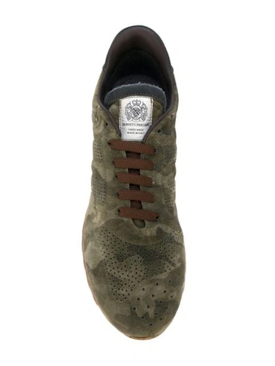 Shop Alberto Fasciani Camouflage Panelled Sneakers In Green