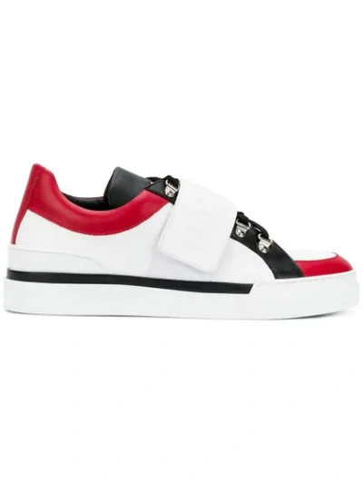 Shop Balmain Logo Touch Strap Sneakers In White