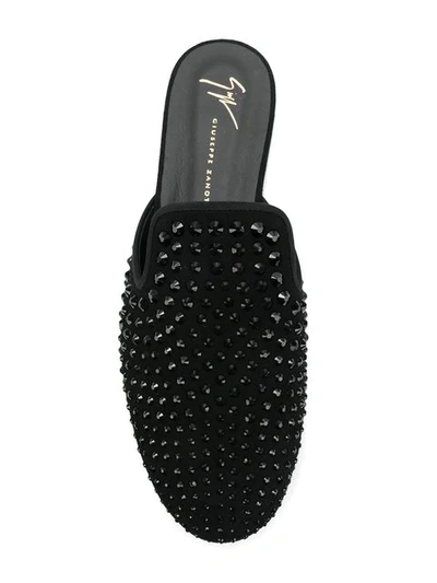 Shop Giuseppe Zanotti Embellished Slip-on Slippers In Black