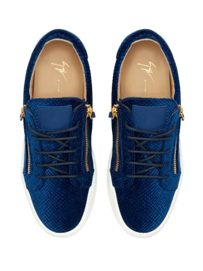 Shop Giuseppe Zanotti Frankie Velvet Sneakers In Blue