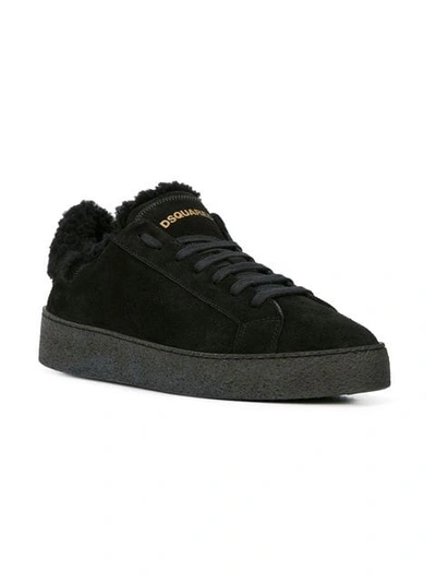 Shop Dsquared2 Shearling Lined Sneakers In Black