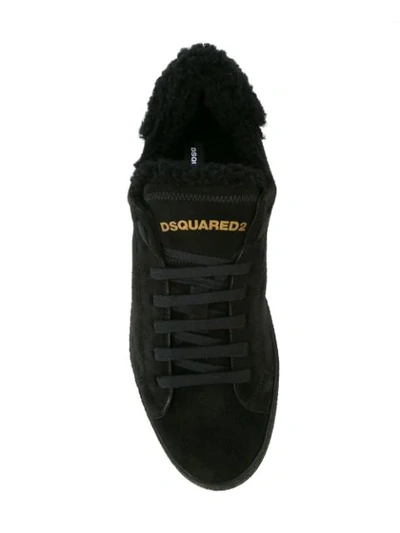 Shop Dsquared2 Shearling Lined Sneakers In Black