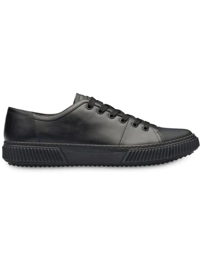 Shop Prada Lace-up Sneakers In Black