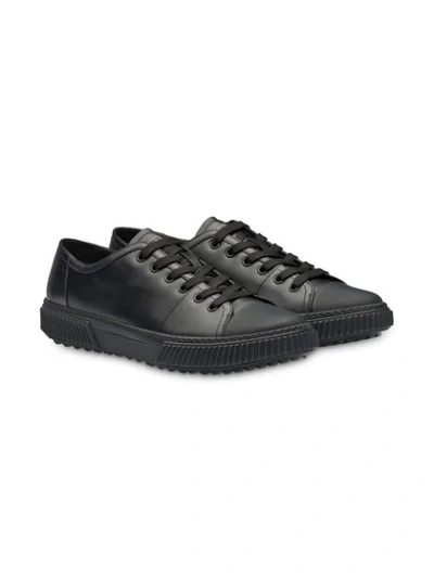 Shop Prada Lace-up Sneakers In Black