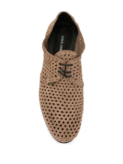 Shop Dolce & Gabbana Perforated Derbies In Brown