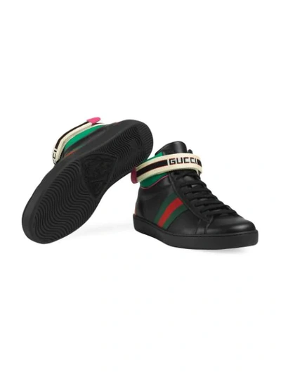 Shop Gucci Stripe Ace High-top Sneakers In Black