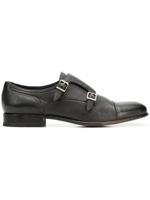Moreschi Double Buckle Monk Shoes In Eze Black | ModeSens