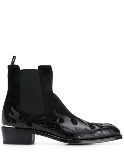 Shop Alexander Mcqueen Flame Cuban Heel Boots In Black