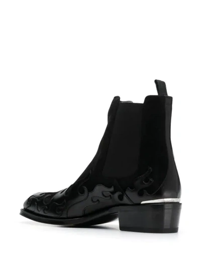 Shop Alexander Mcqueen Flame Cuban Heel Boots In Black