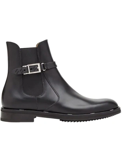 Shop Fendi Buckle Ankle Boots In Black