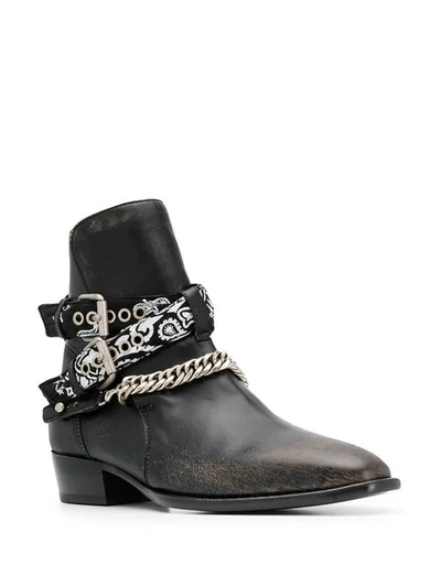 AMIRI VINTAGE BANDANA BUCKLE BOOTS - 黑色