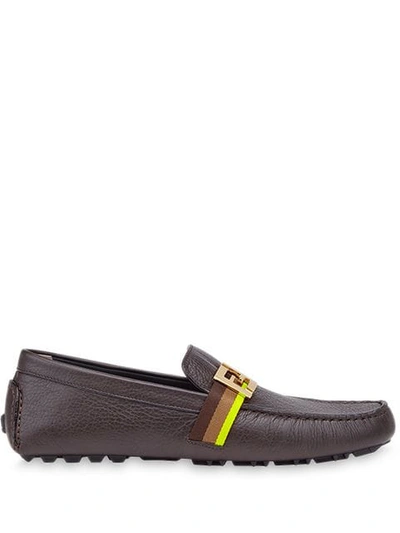 Shop Fendi Ff Motif Loafers In Brown