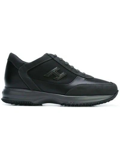 Shop Hogan Patched Logo Sneakers - Black