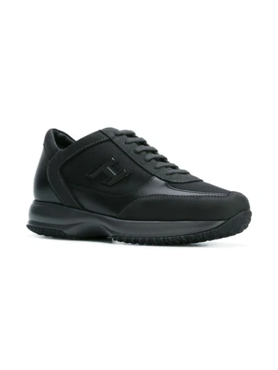 Shop Hogan Patched Logo Sneakers - Black