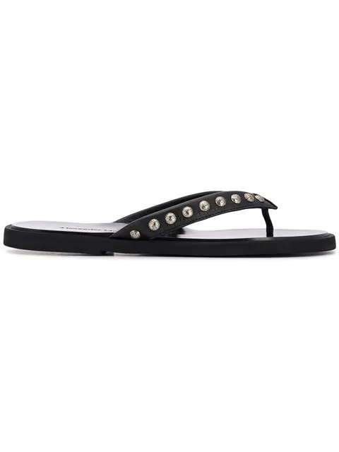 black studded flip flops