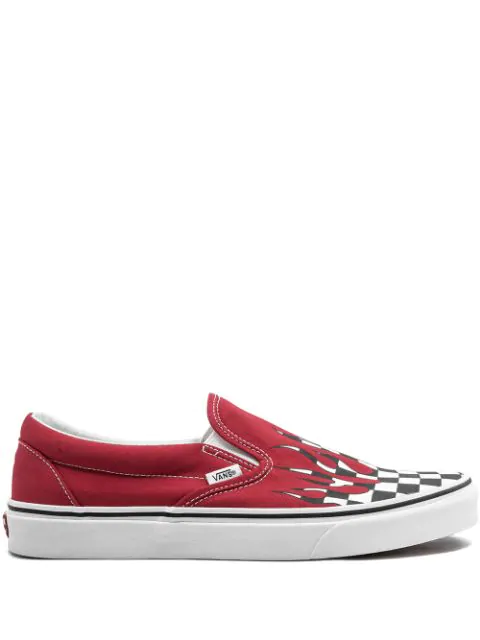 red flame slip on vans