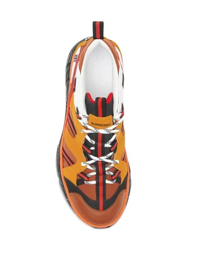 Shop Burberry Union Low-top Sneakers In Orange