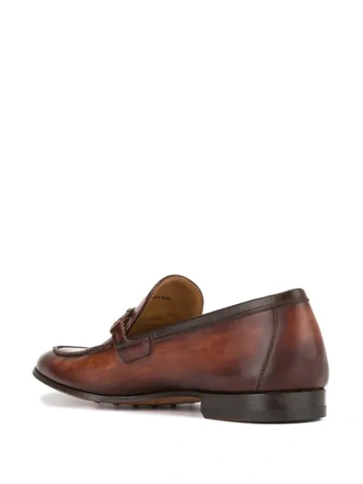 Shop Magnanni Woven Trim Loafers In Brown
