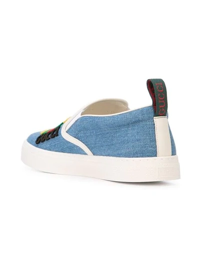 Shop Gucci Denim Slip-on Sneakers In Blue