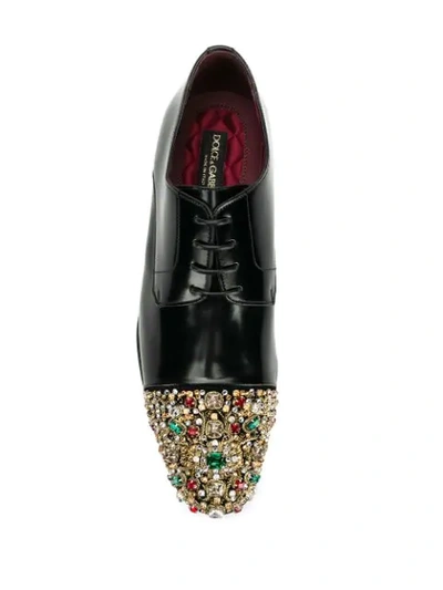 Shop Dolce & Gabbana Gem Embellished Brogues In Black