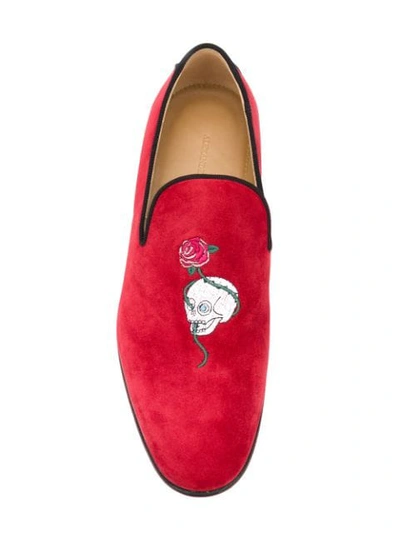 Shop Alexander Mcqueen Skull Loafers - Red