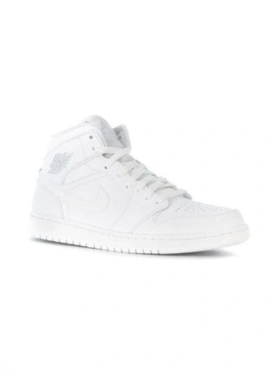 Nike Air Jordan 1 Mid Bianca Leather Sneakers In White | ModeSens