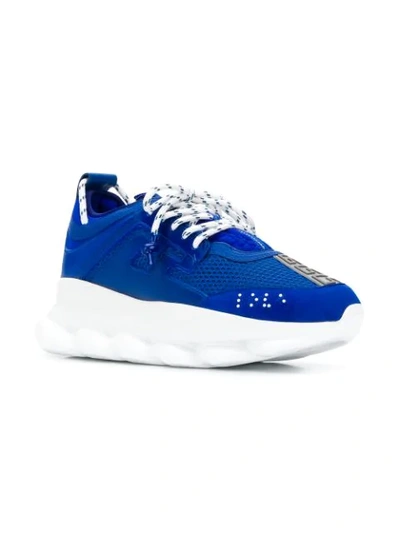 Versace Chain Reaction Mesh And Suede Trainers In Blue