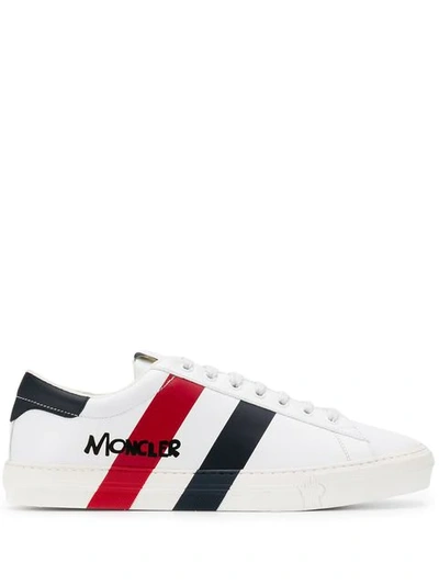 Shop Moncler Striped Lo-top Sneakers In White