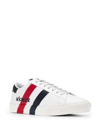 Shop Moncler Striped Lo-top Sneakers In White