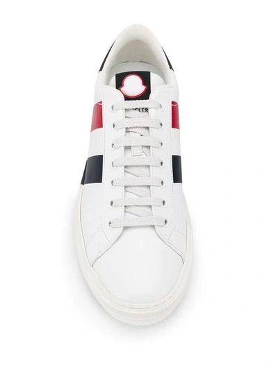 Shop Moncler Striped Lo-top Sneakers In White