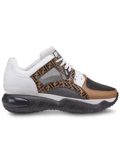 Shop Fendi Chunky Monogram Runner Sneakers In Brown